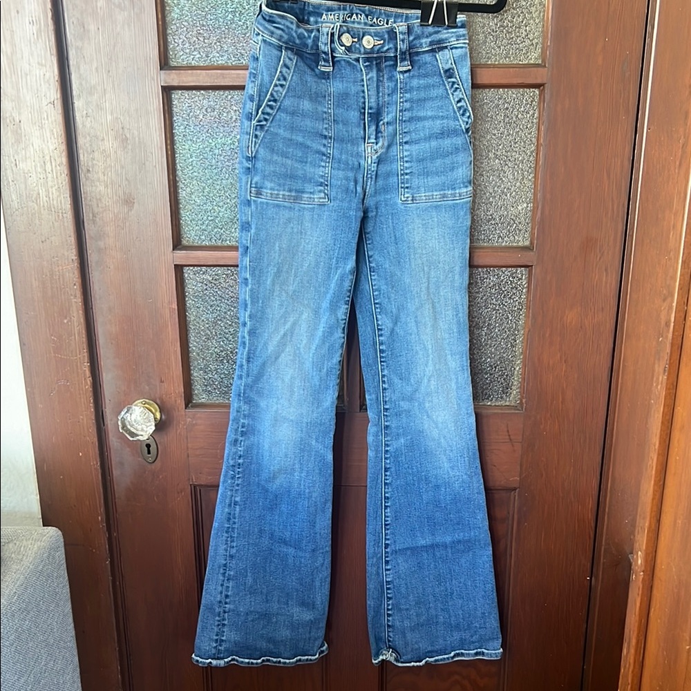 American Eagle Outfitters Blue Flare Wide Leg Jeans
